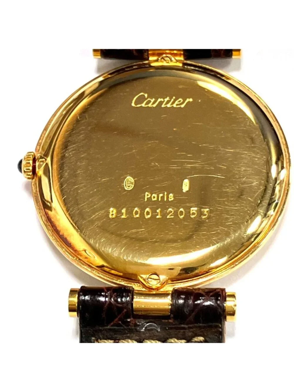 Cartier Vendome Louis Cartier LM Watch 18K Leather Quartz White Dial